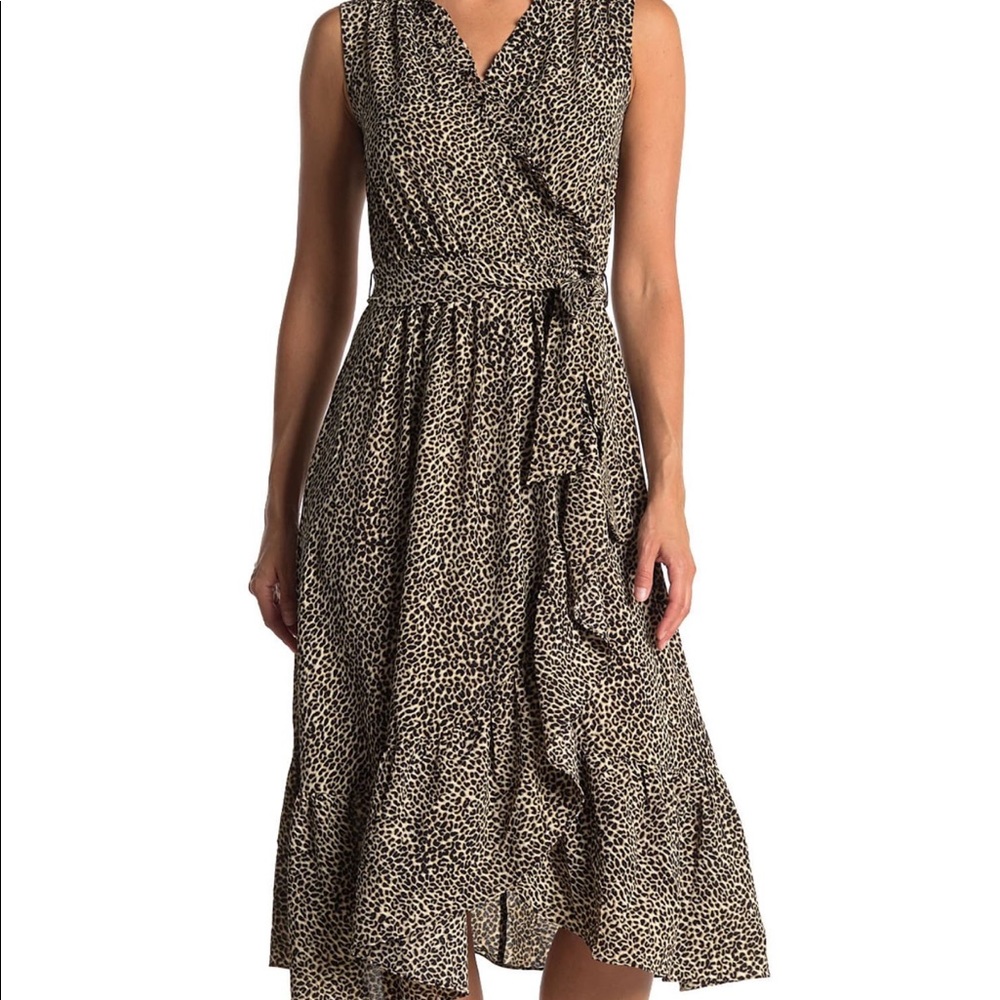 London Times Ruffle Trim Wrap Dress (NWT)